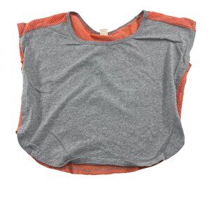 Roxy Women's Mesh Overlay Top Small Gray & Coral oversized